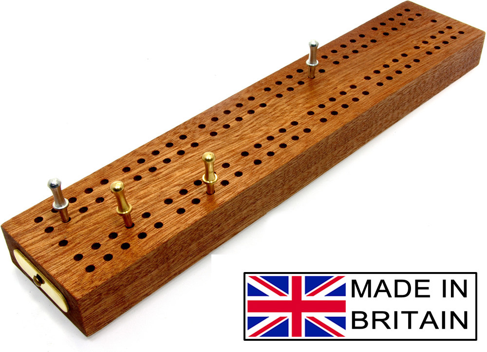 Hardwood British cribbage board 24cm (9") Cribbage boards