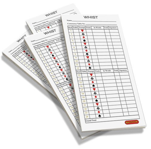 Printable Free Whist Score Card Template