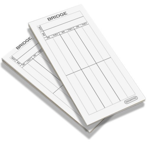 Bridge score pads. Pads of score cards for bridge