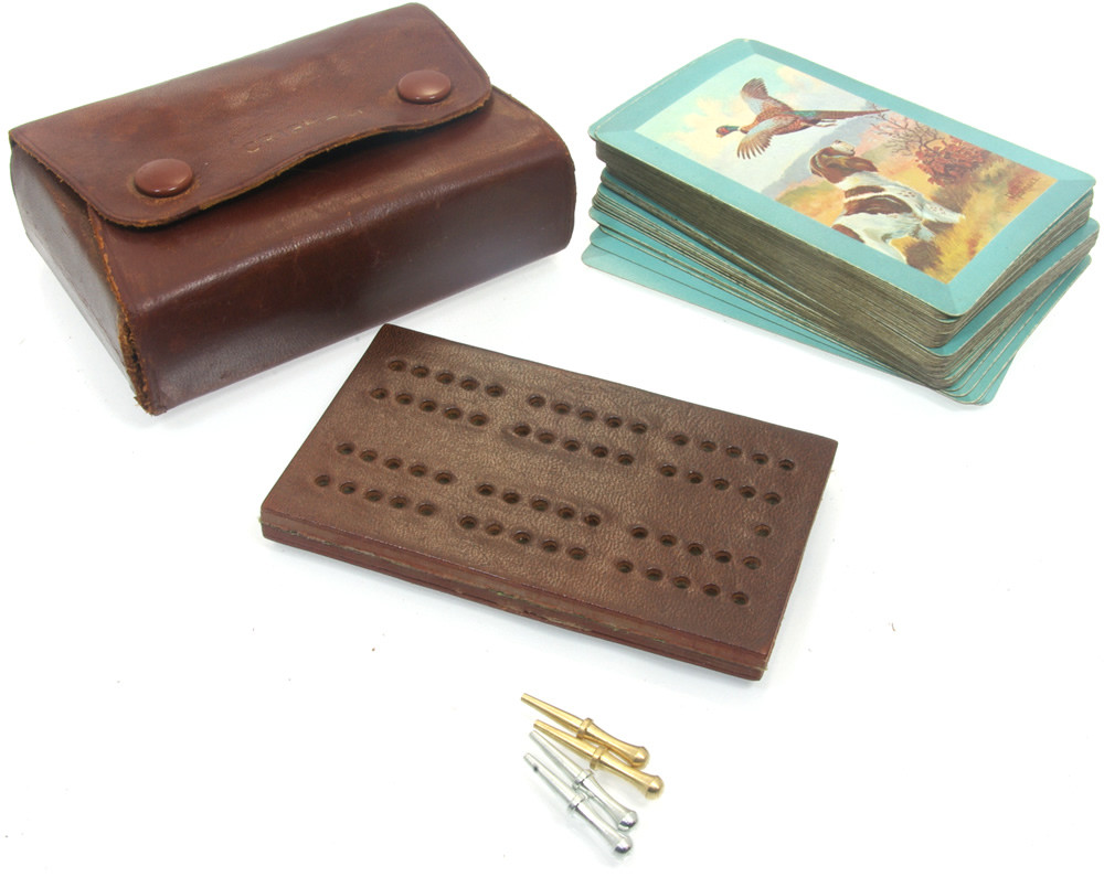 Leather Cribbage And Card Set Antique Cribbage Boards Antique Games