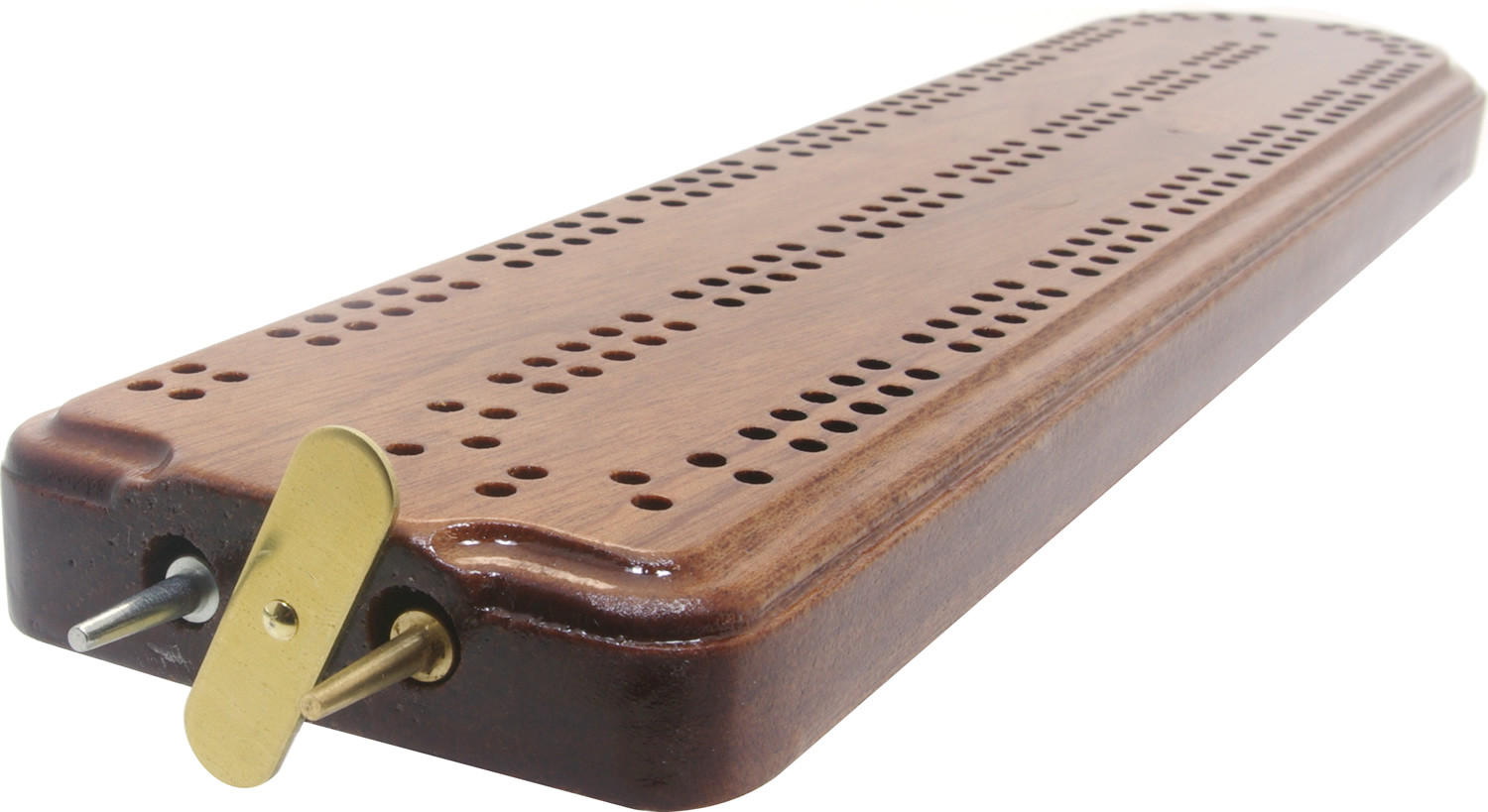 Shaped Mahogany British cribbage board 30cm (12") Cribbage boards
