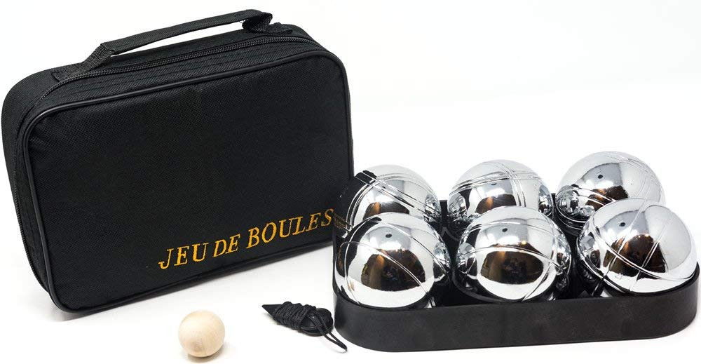 Pétanque bowling set. 6 boules in zip bag