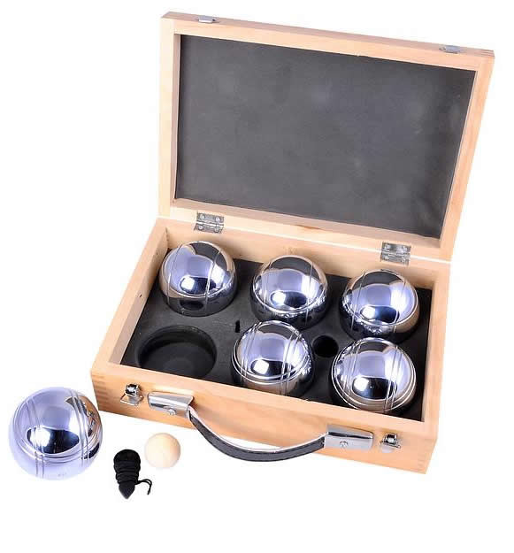 6 Pétanque / Boules bowling balls in wooden case