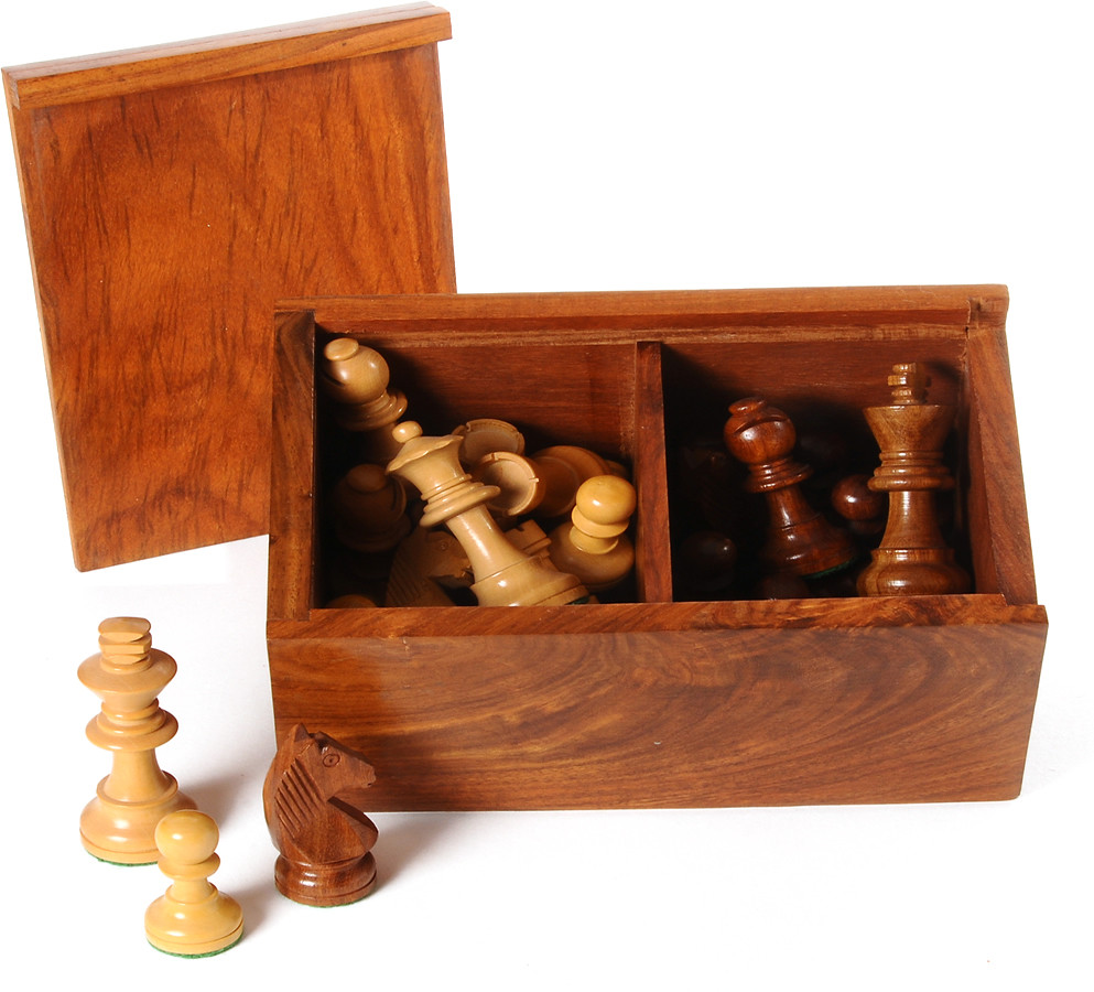 Deluxe Polished boxwood chess pieces, 76mm chessmen