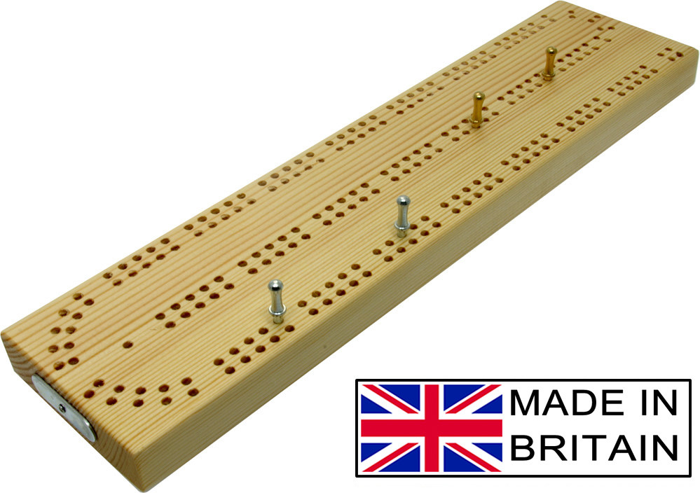 Continuous 2 track wooden British cribbage board - 30cm (12")