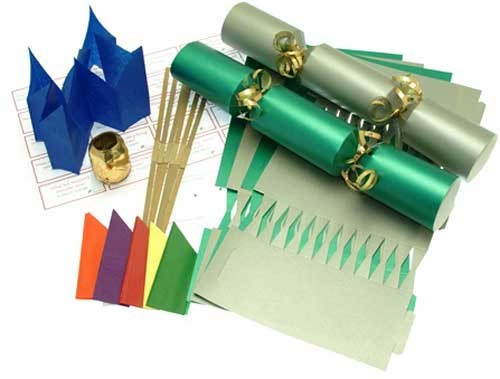 Deluxe Christmas Cracker Kit 35cm - Silver & Green - 6 Pack