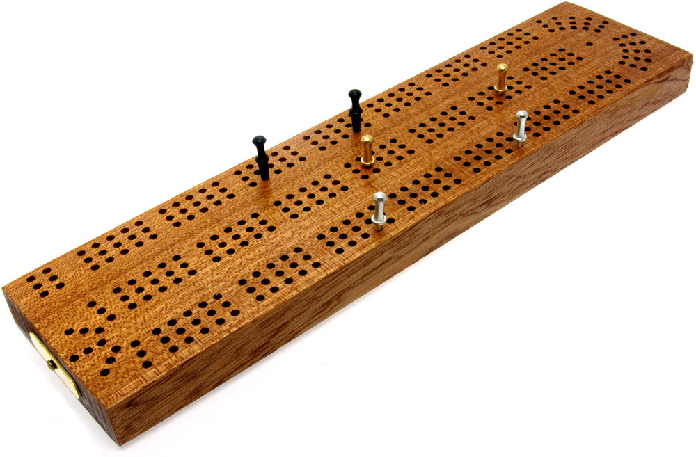 Continuous 3 track hardwood British cribbage board - 30cm (12")