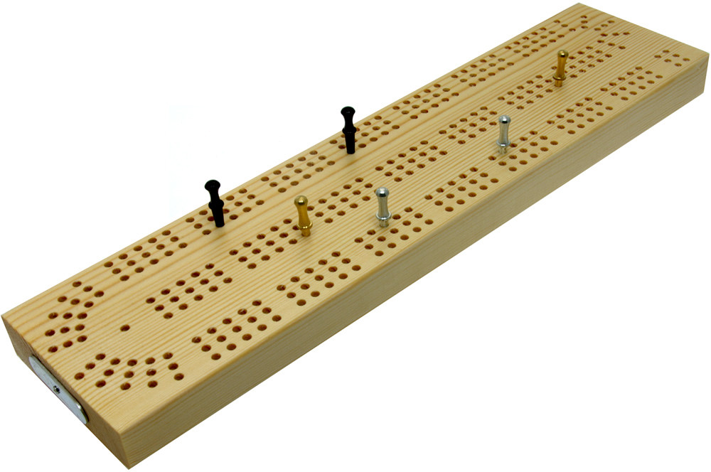 Continuous 3 track wooden British cribbage board - 30cm (12")