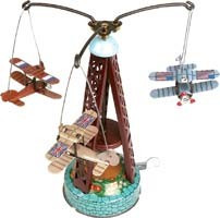 Biplane carousel. Tin Toy / retro / clockwork fairground toy