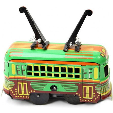 Small Tram car - Tin Toy / retro / clockwork vehicle toy