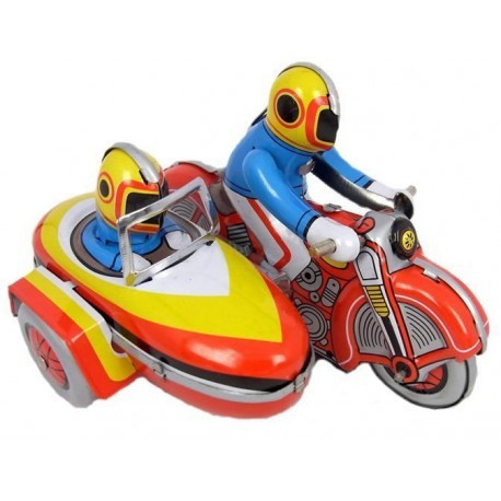 Motorcycle & Sidecar - Tin Toy / retro / clockwork toy vehicle 