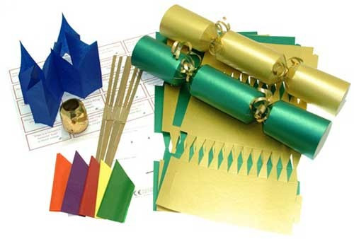 Deluxe Christmas Cracker Kit 35cm - Gold & Green - 10 Pack