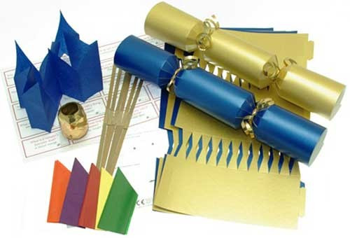 Deluxe Christmas Cracker Kit 35cm - Gold & Blue - 10 Pack