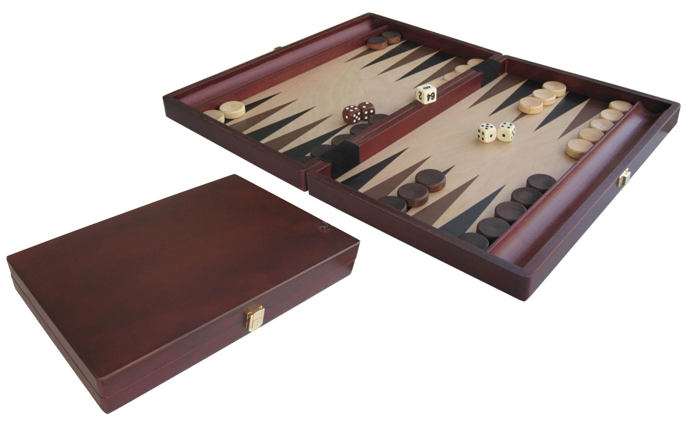 Mohogany coated folding backgammon set 