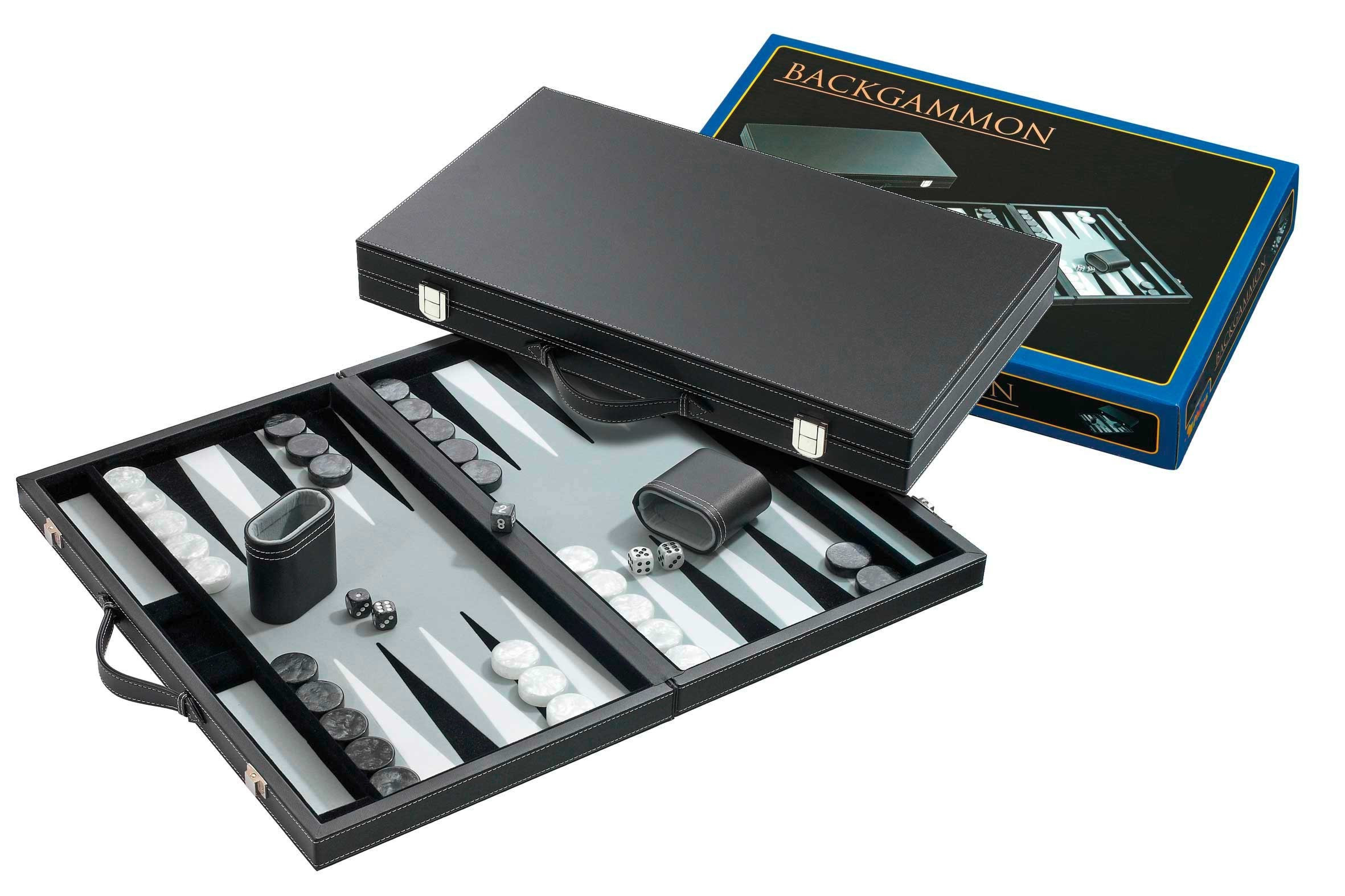 Deluxe black vinyl 15" Backgammon