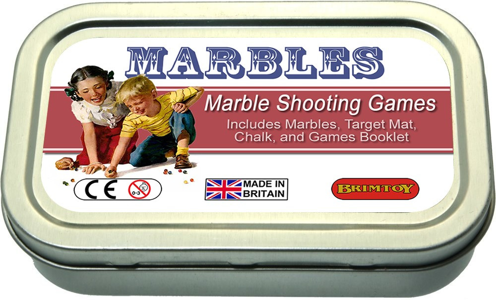 Marble shooting games in a tin