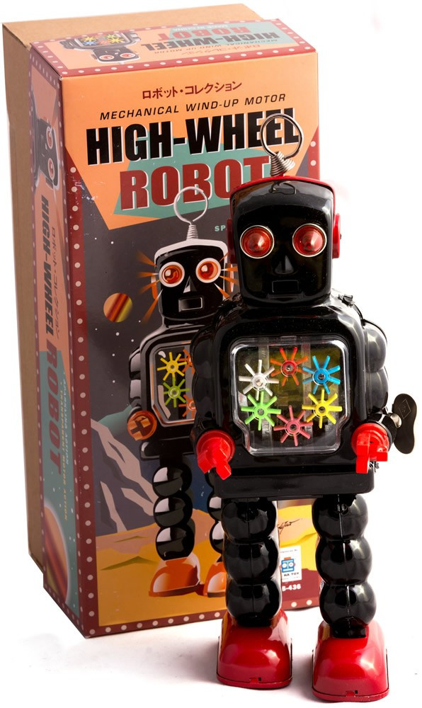 High Wheel Robot Clockwork tin toy