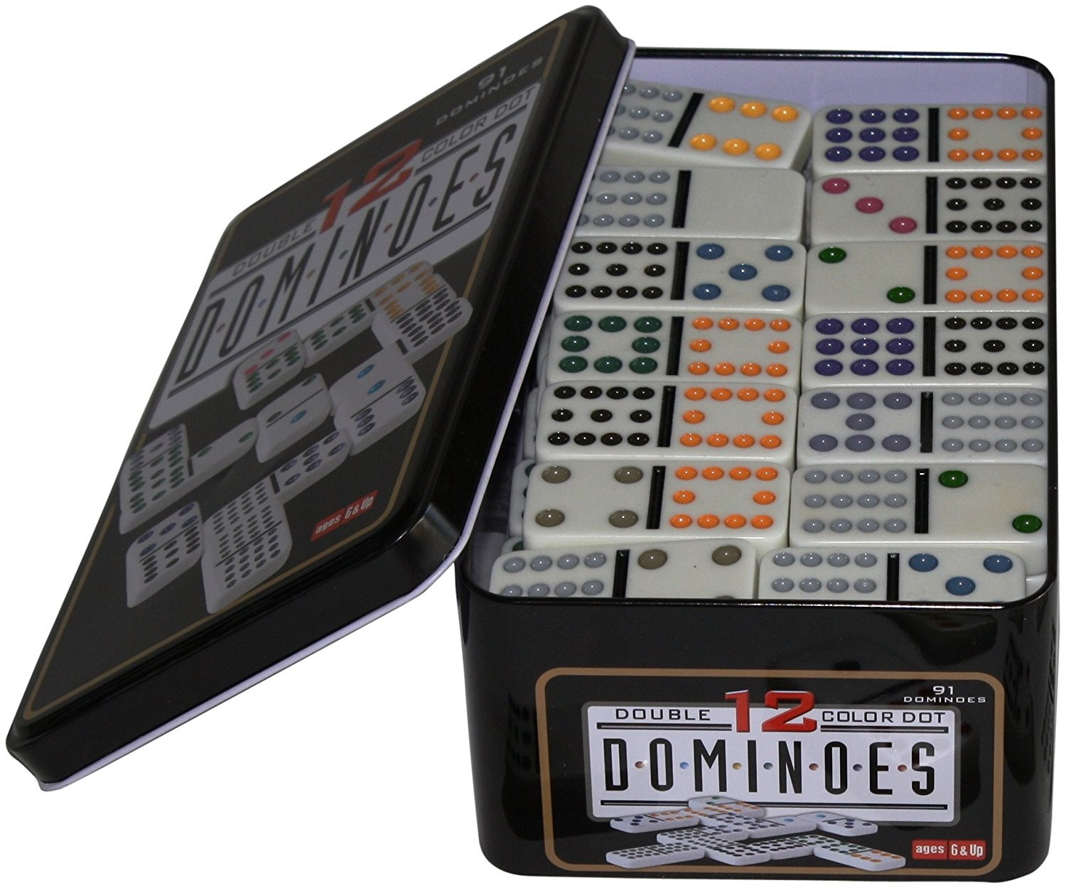 Double 12 dominos in Tin Case