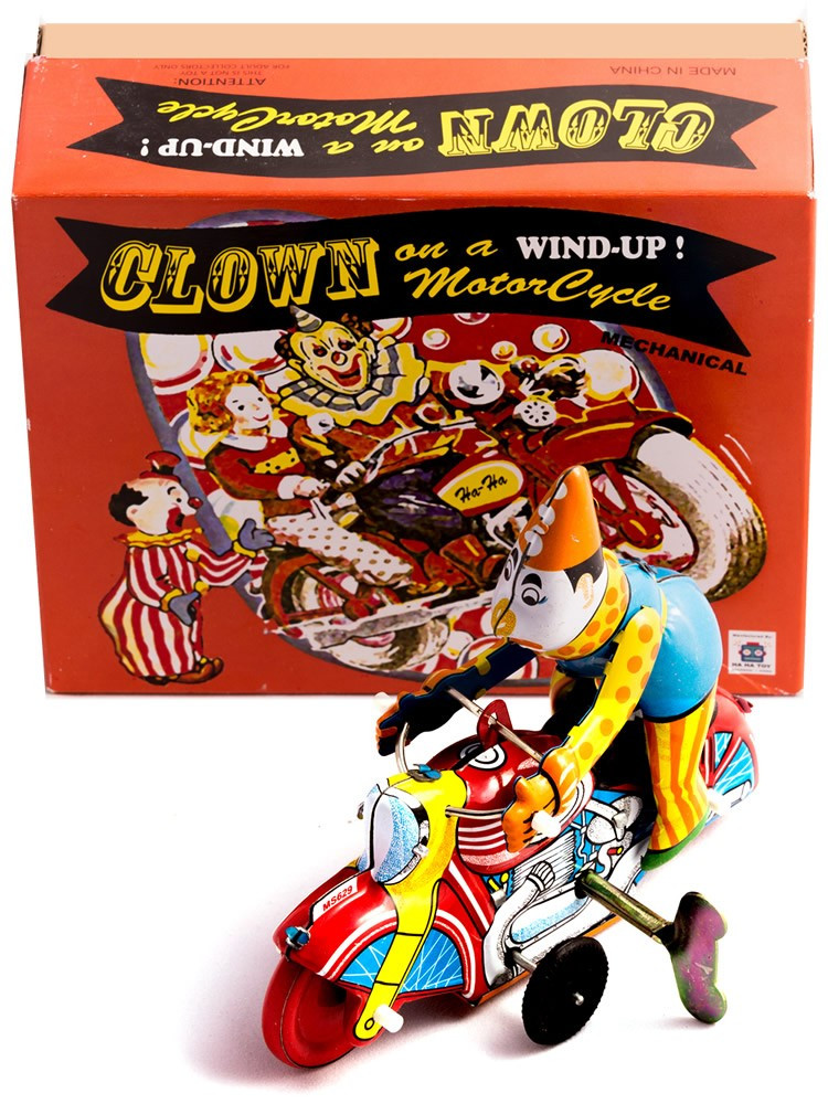 stunt clown on motorcycle