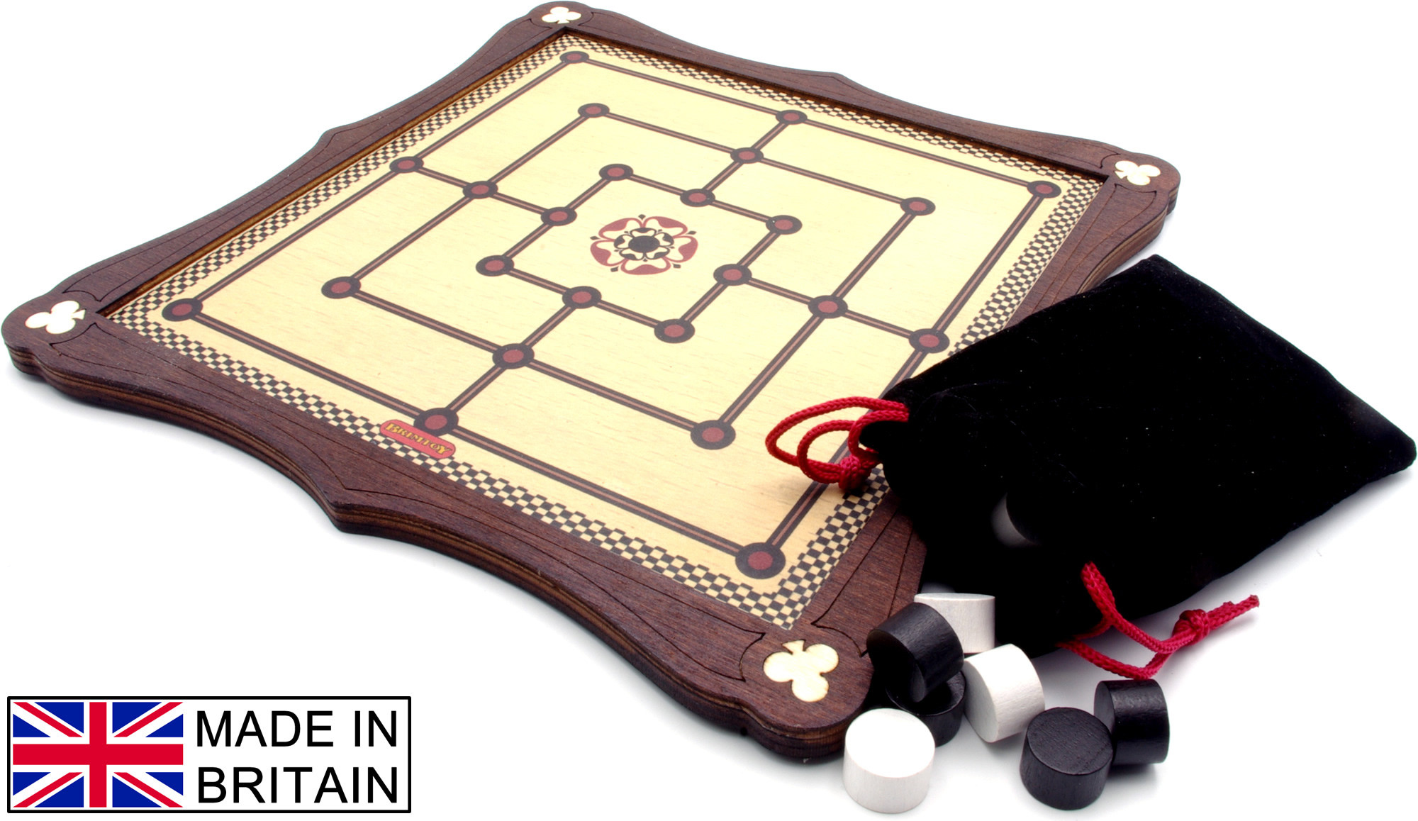 Nine men's morris traditional wooden board game