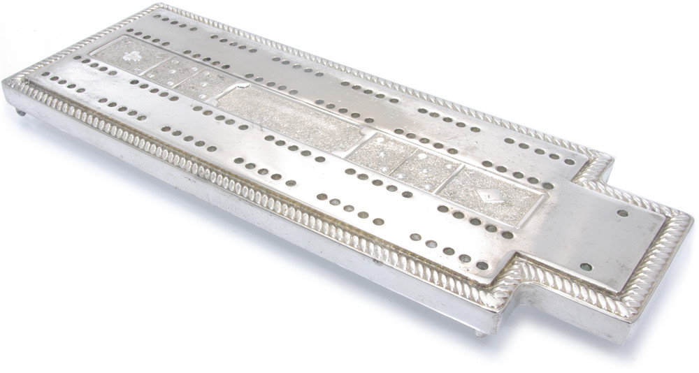 Silver cribbage board