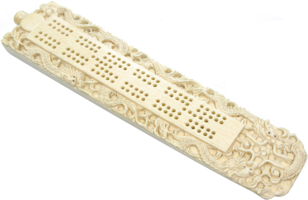 Chinese carved bone Cribbage Board