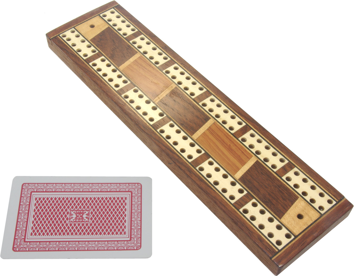 Inlaid mahogany and bone cribbage board