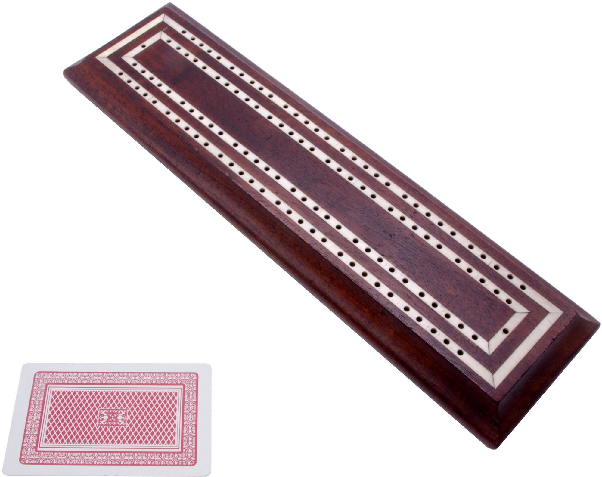 Inlaid Mahogany & Bone Cribbage board