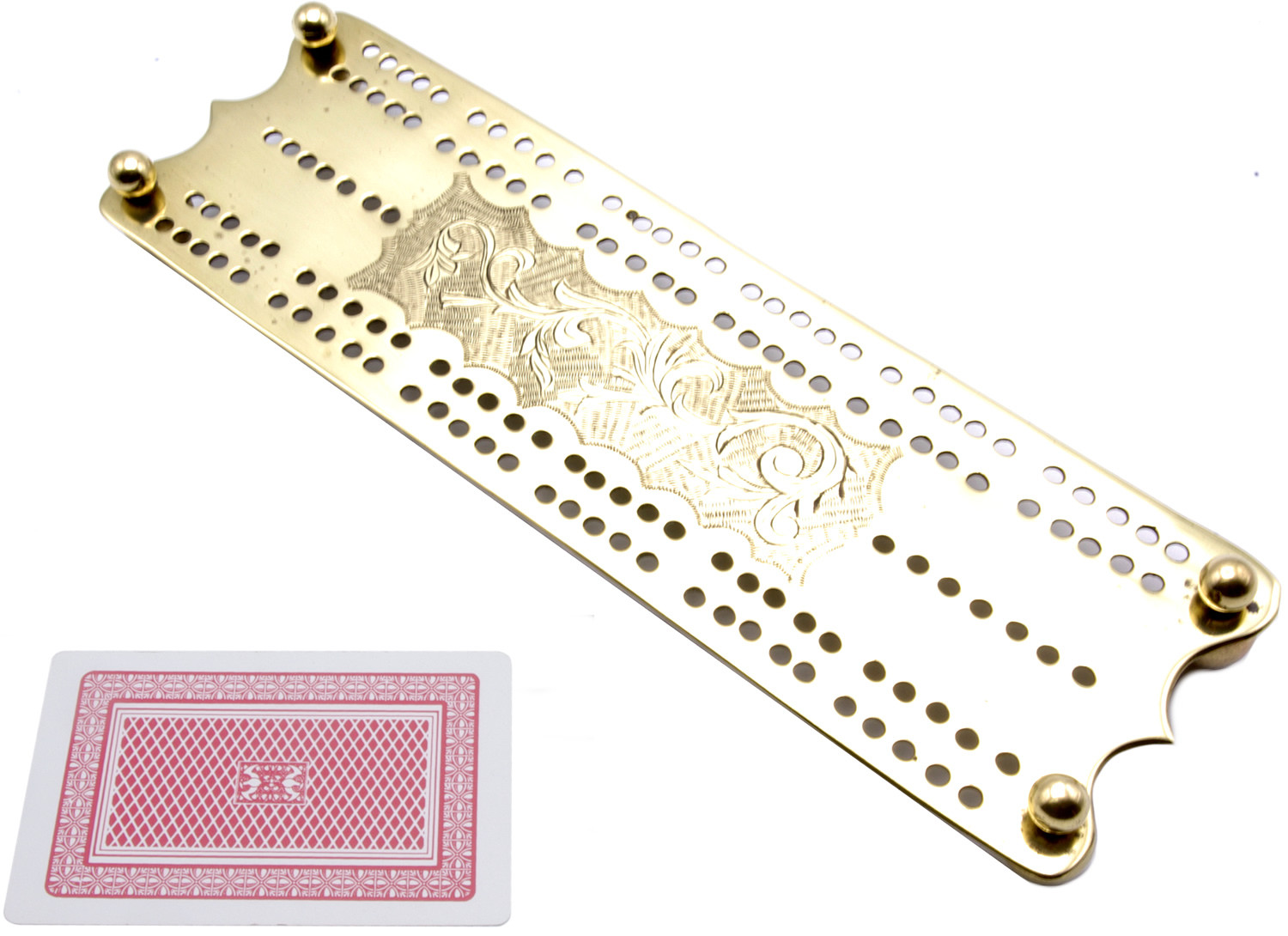 Engraved brass cribbage board