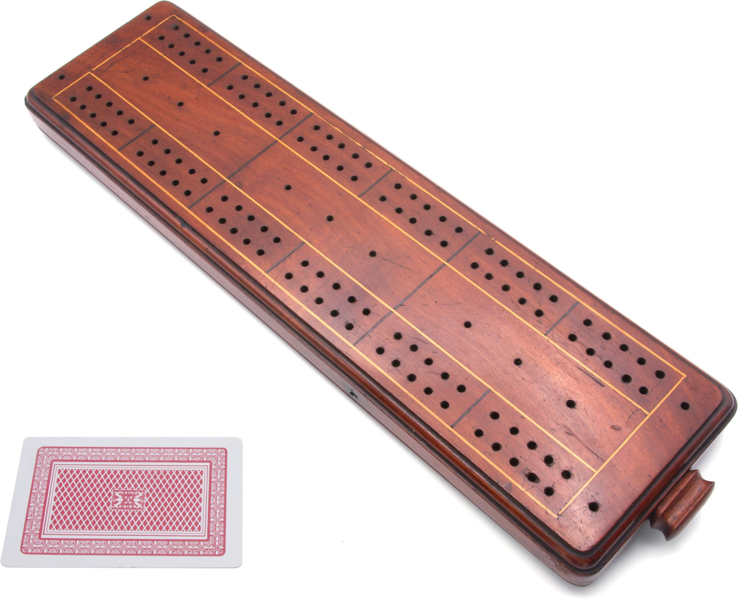 Inlaid mahogany cribbage board