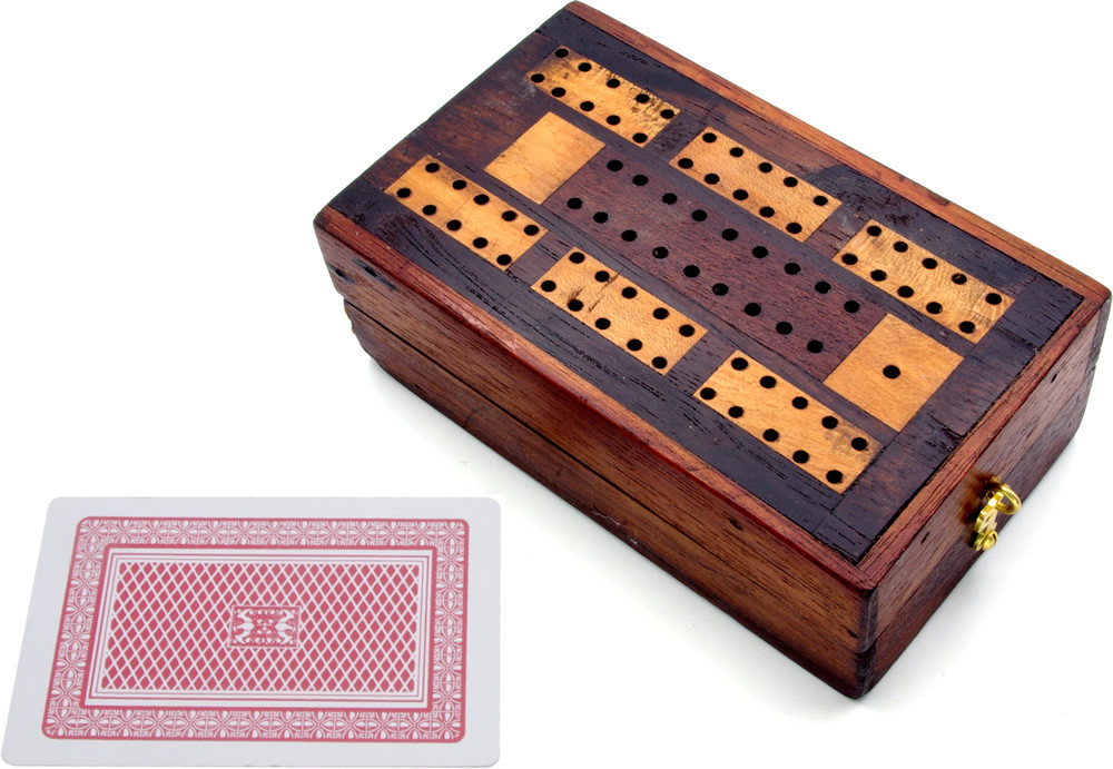 Inlaid antique cribbage box