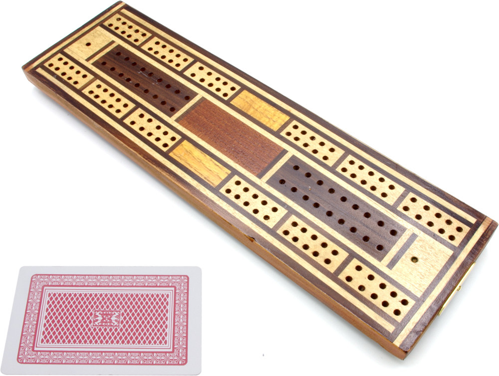 Inlaid mahogany cribbage board