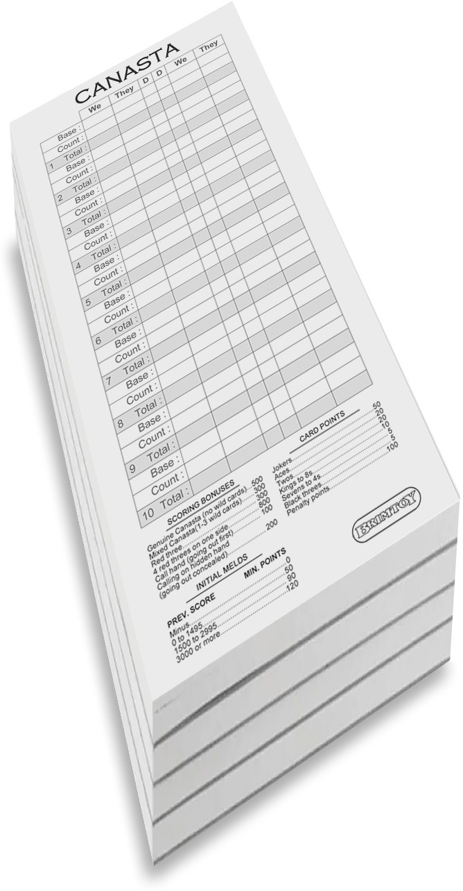 Canasta Score Pads / Scoring Cards (4 Packs)