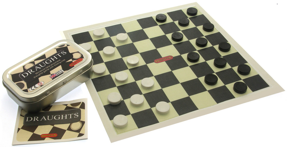 Pocket / Travel Draughts game in a tin