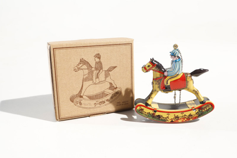 Decorative hanging rocking horse tin toy