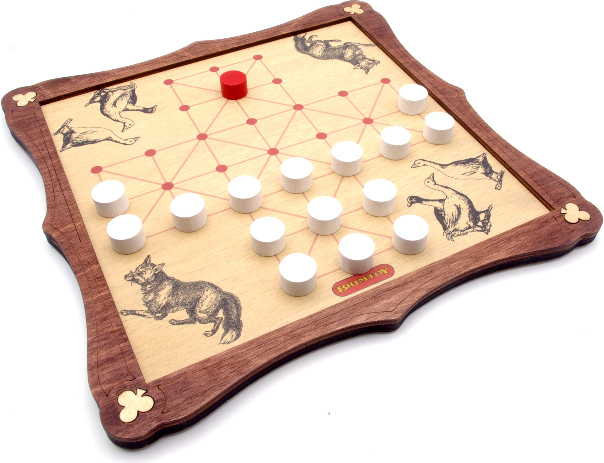Fox & Geese traditional wooden board game