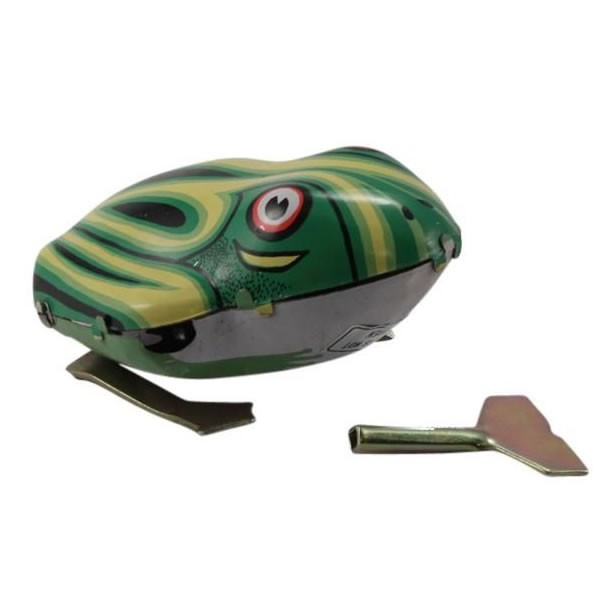 Large Jumping Frog Clockwork tin toy