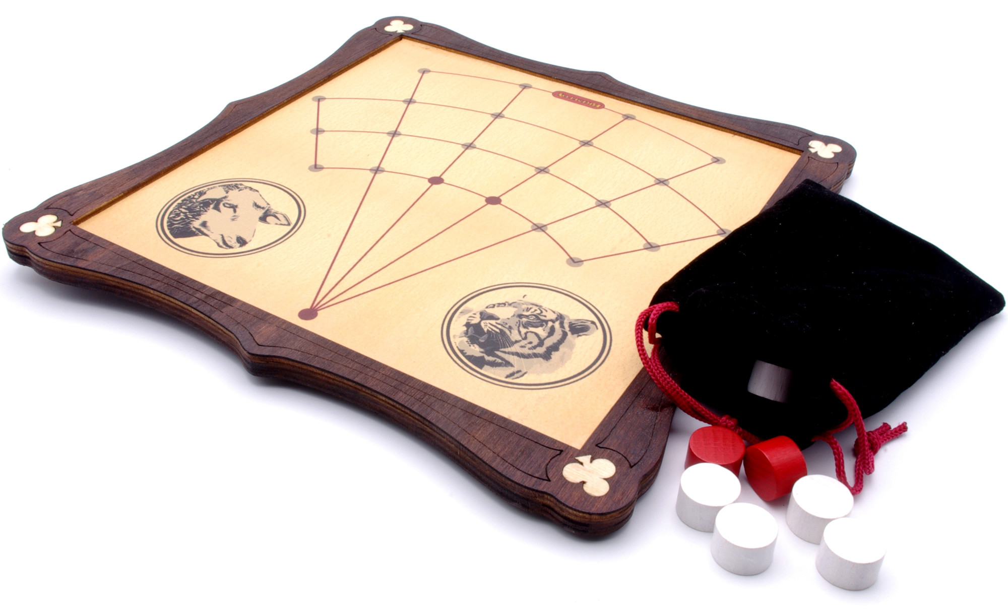 Lambs and Tigers traditional wooden board game 