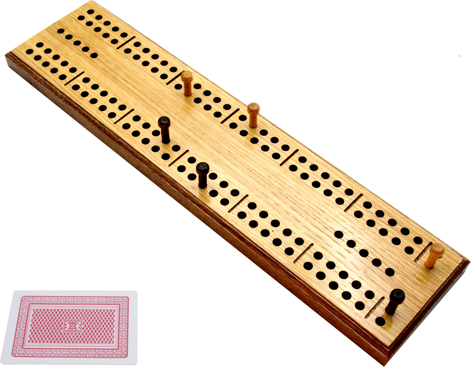 Low vision, tactile wooden cribbage board