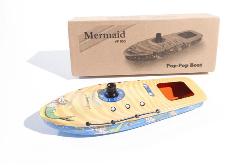Mermaid Pop Pop Candle Boat Retro Tin Toy