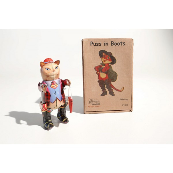 Puss In Boots mechanical clockwork retro tin toy replica