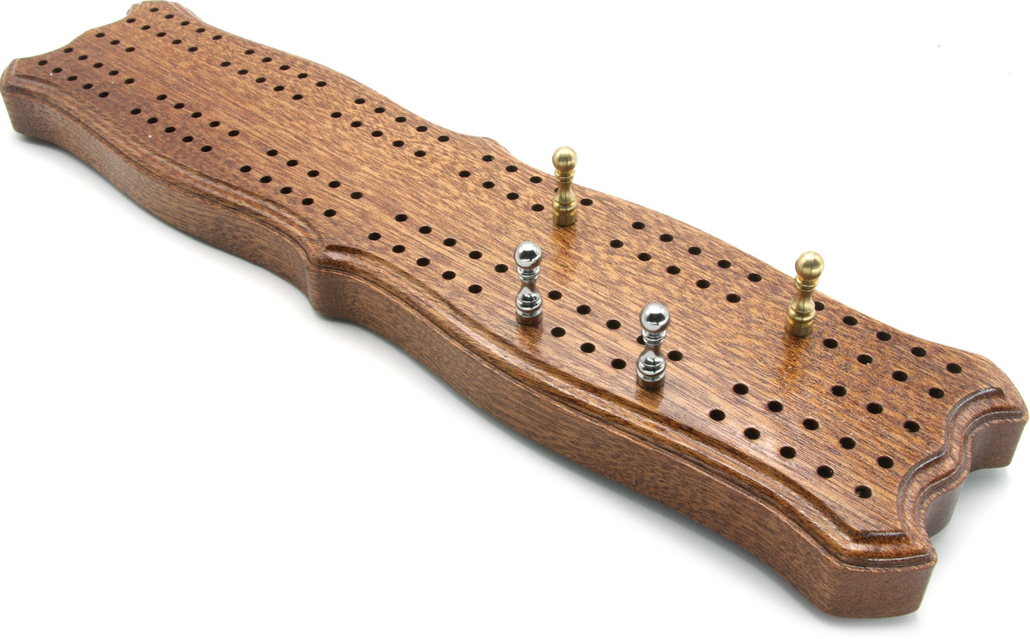 Scalloped British Mahogany cribbage board