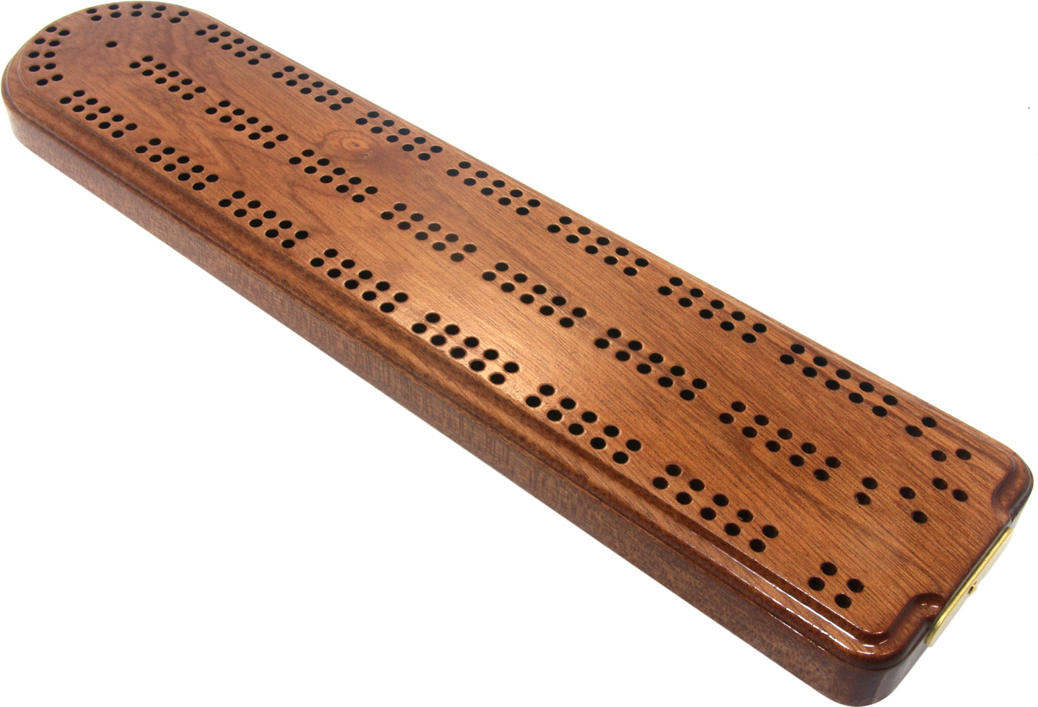 Shaped Mahogany British cribbage board 30cm (12") Cribbage boards