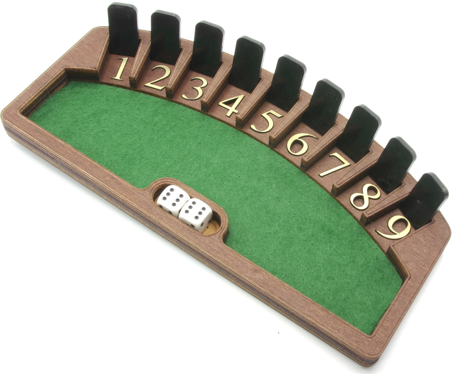 Shut the box traditional wooden dice game