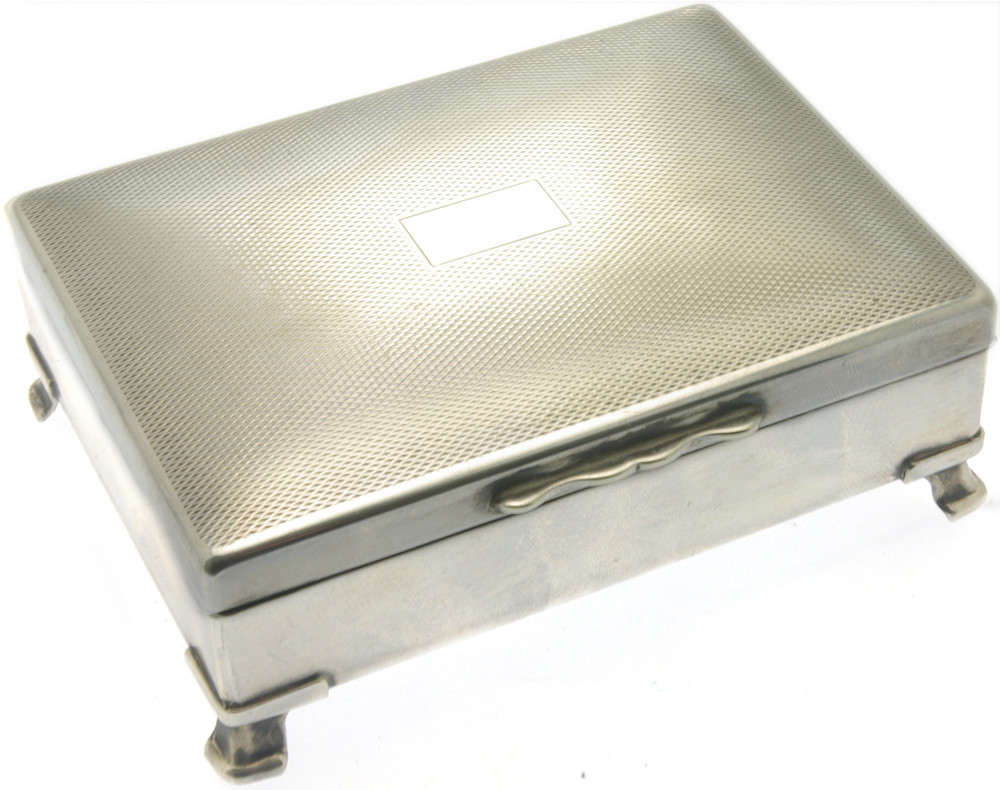 silver plated single playing card box.