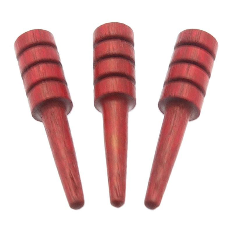 Pack of 3 grooved wooden cribbage pegs in Red