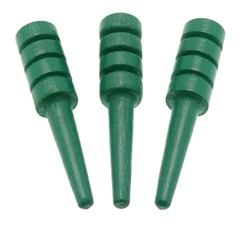 Pack of 3 grooved wooden cribbage pegs in Green