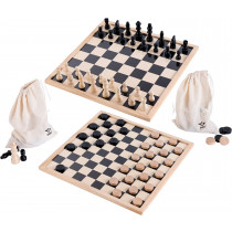Wooden Chess and Draughts set - 40cm x 40cm
