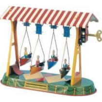 Large Swing boats. Tin Toy / retro / clockwork fairground toy