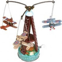 Biplane carousel. Tin Toy / retro / clockwork fairground toy